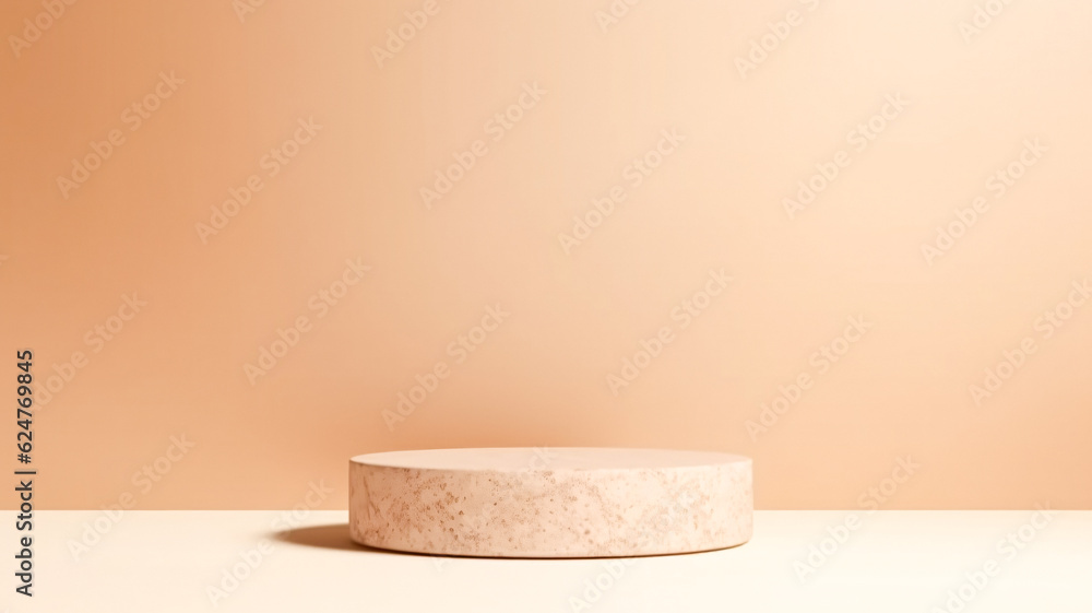 Poster round object on beige table - generative ai