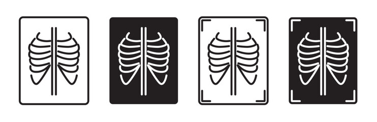 X-ray icon set. chest and lung medical xray symbol. radiology or radiography vector symbol.