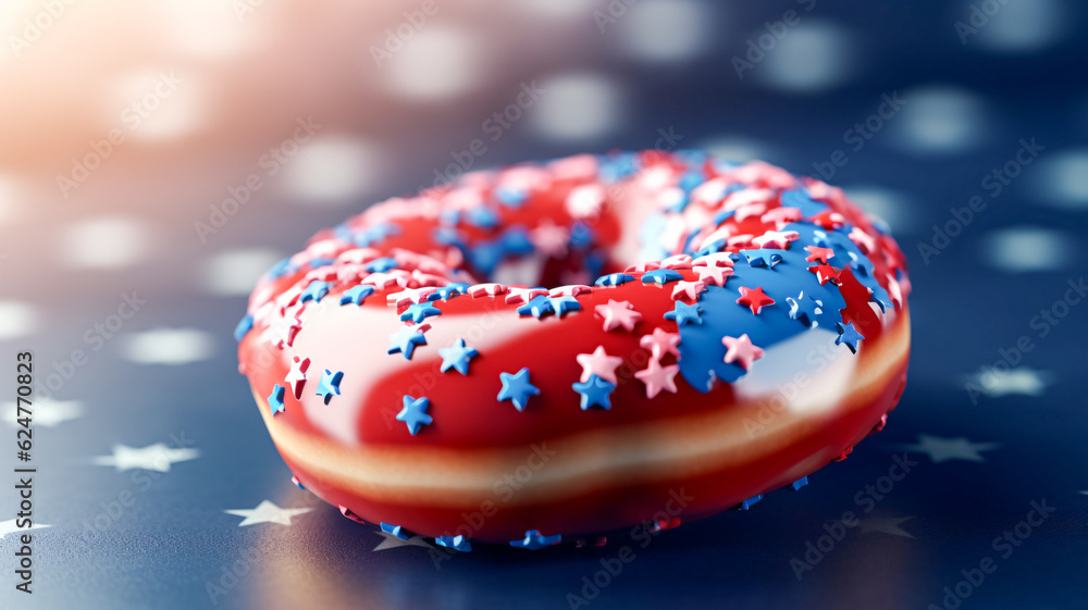 Poster red donut with generative ai