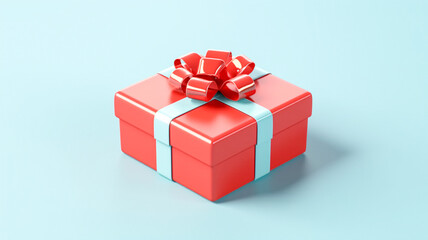 Obraz premium Red Gift Box with White Ribbon and Bow - Generative AI