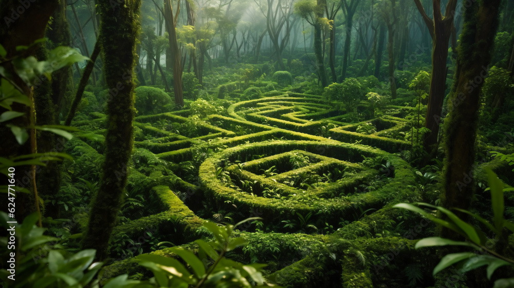 Poster forest maze exploration with generative ai