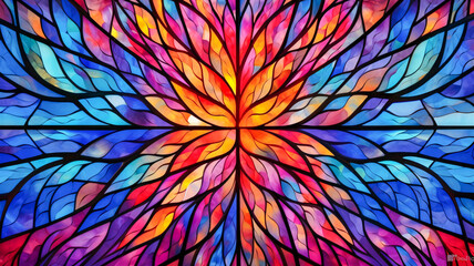 Enchanting Stained Glass Window with Flower - Enhanced by Generative AI
