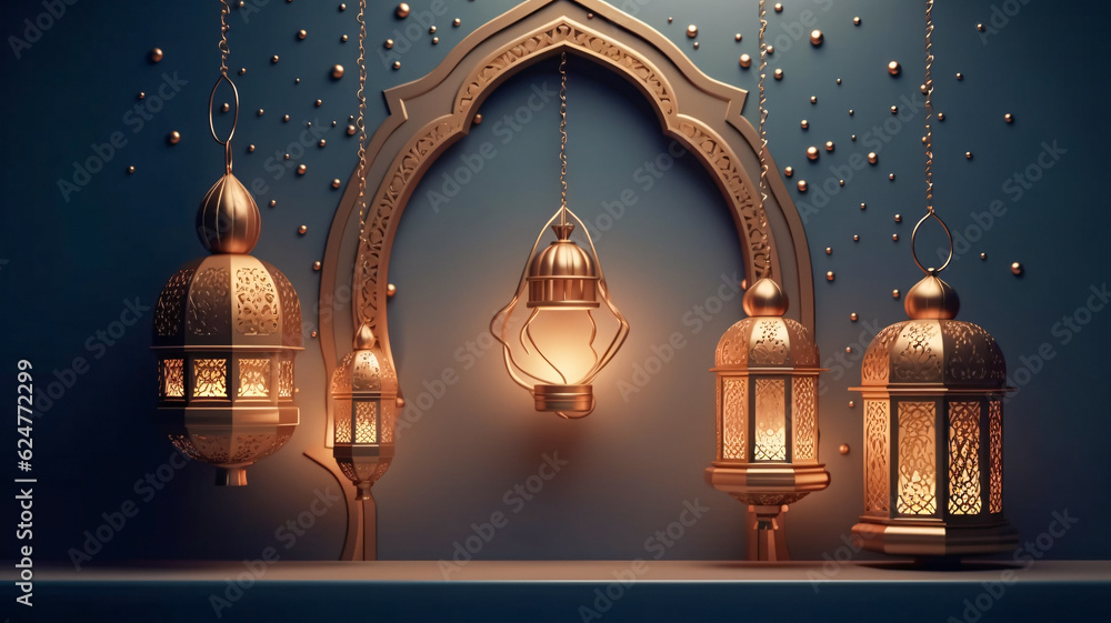 Poster enchanting lantern display: a captivating generative ai masterpiece