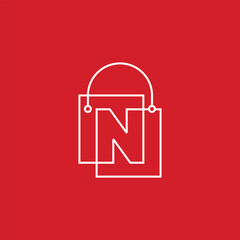 letter N Shop Shopping Bag Logo Vector Icon illustration
