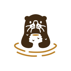 Sea Otter Honey Bee Hive Logo Vector Icon Illustration
