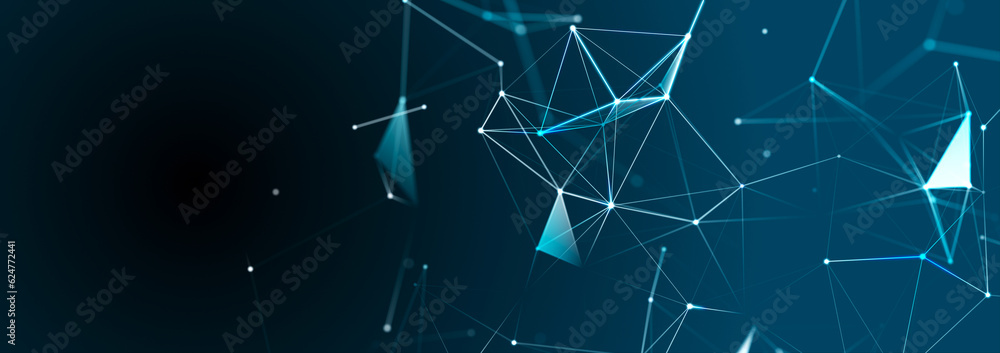 Poster polygonal background with dots and lines. network connection structure. science and technology. 3d