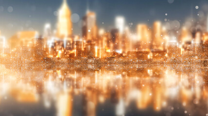 Mesmerizing Arafed City Skyline with Reflecting Lights in Water: A Generative AI Masterpiece