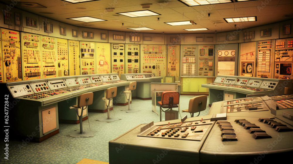 Poster high-tech control room with generative ai