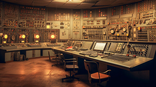 High-Tech Arafed Control Room with Multiple Computers and Illuminating Lights: A Generative AI Masterpiece