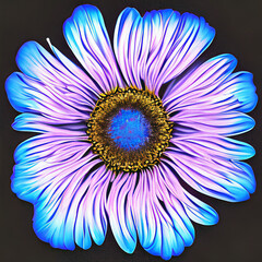 Obraz premium Abstract white blue flower on dark background