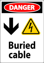 Danger Sign Buried Cable With Down Arrow and Electric Shock Symbol