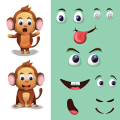 Monkey character and face expressions 