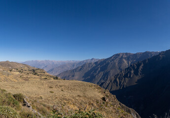 Aerial view of the Colca canyon in Arequipa. Panoramic
