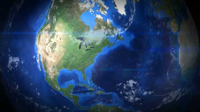 From Space To Manhattan New York city Earth Zoom in 3d animation