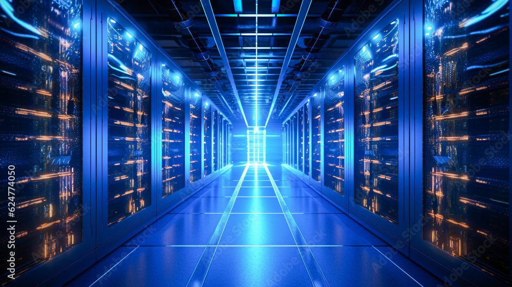 Poster darkened data center: a glimpse into the future with generative ai