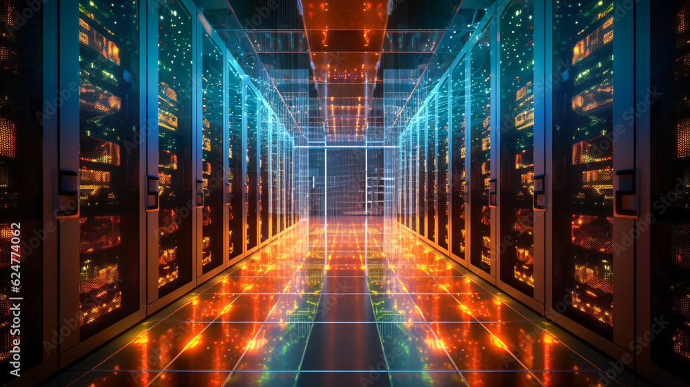 Aufkleber server room wonderland: exploring the enigmatic world of servers with generative ai