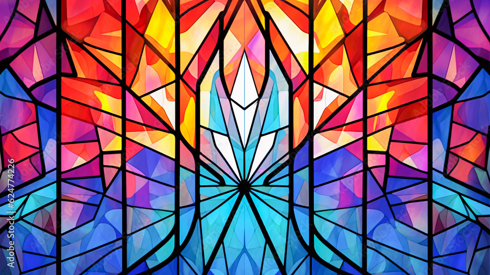 Poster stained glass window with bird - enhanced by generative ai