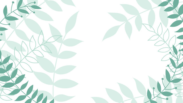 Spring design with space for text with green leaves. Minimalistic background with leaves. Green leaves in the background. Template for text with leaves