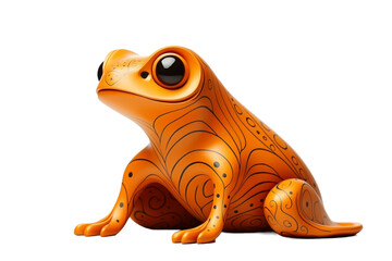 wooden frog on a white background