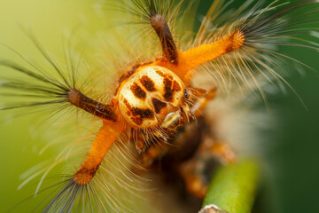 Skull-Faced Caterpillar Against Black Background