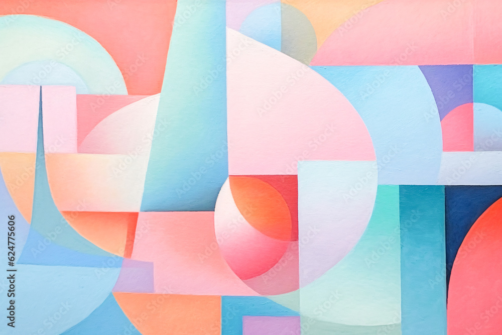 Poster vibrant abstract painting of shapes and lines with generative ai