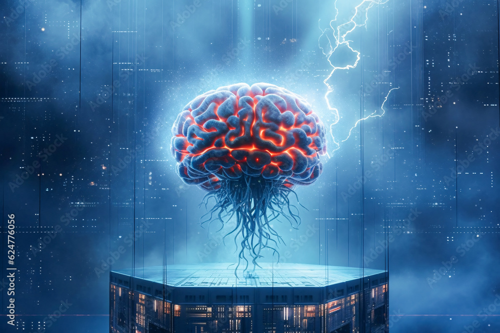Poster levitating brain: a fascinating image enhanced by generative ai