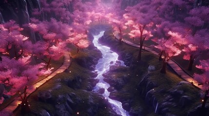 Enchanted Cherry Blossom Forest