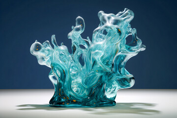 Glass Wave Sculpture on Table - Generative AI
