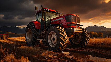 Tractor parked in Farmland.