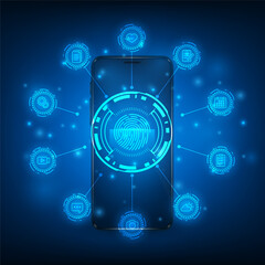 Obraz premium Vector mobile mockup witch communication and social media concept. Technology connecting abstract background.