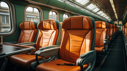 Fototapeta premium Arrangement of seats of trains or passenger cabins.