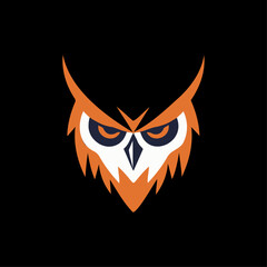 Owl Logo icon, isolated on black background, vector illustration.