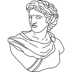 Outline Greek Man Bust Sculpture 