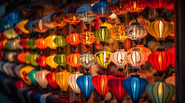 lanterns in the market HD 8K wallpaper Stock Photographic Image

