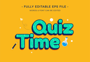 Quiz Time 3d cartoon style text effect editable