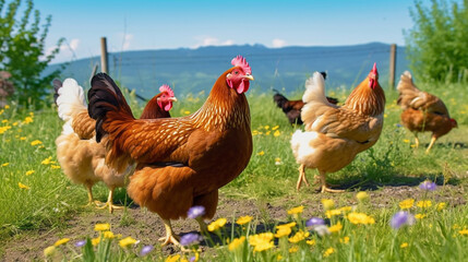 range chickens HD 8K wallpaper Stock Photographic Image
