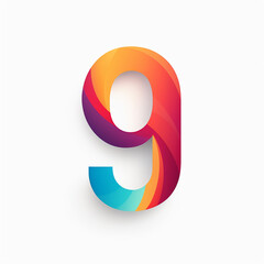Realistic 9 number with generic flat illustration colorful logo design. 9nd birthday, anniversary 9