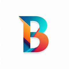 Realistic b letter with generic flat illustration colorful logo design