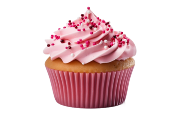 pink cupcake isolated on white background