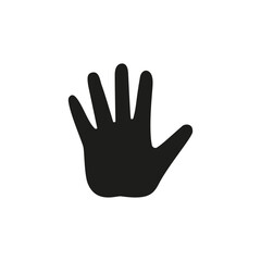 Fototapeta na wymiar One single empty open human hand palm with fingers splayed and spread wide. Vector silhouette.