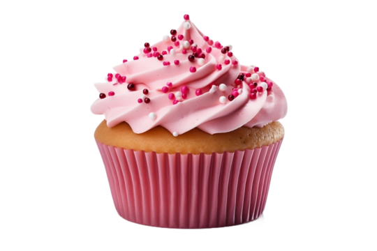pink cupcake isolated on white background