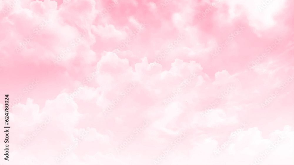 Poster beautiful white cloud on pink sky background. abstract color of clouds and sky on pink in sunshine f
