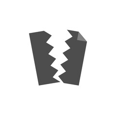 Icon of a piece of paper ripped in half.