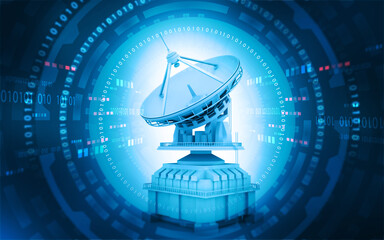 Satellite dish antenna ,communication technology concept. 3d illustration.