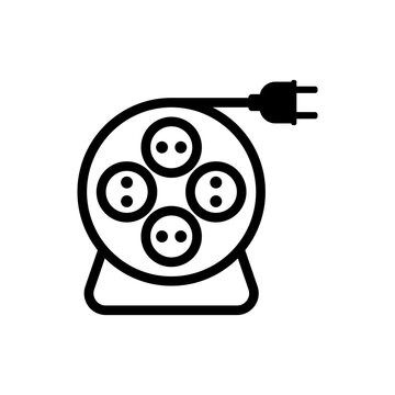 recommend clip art: Extension cord icon with reel and electrical power plug.