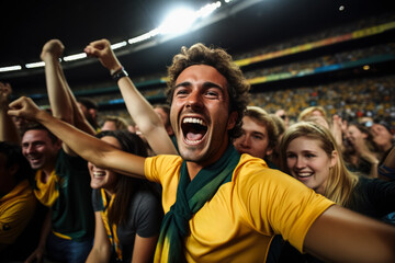 Obraz na płótnie Canvas Australian football fans celebrating a victory 