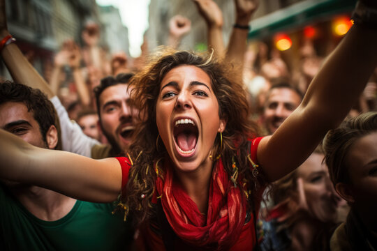 Portuguese football fans celebrating a victory