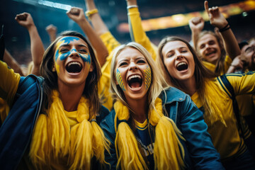 Swedish football fans celebrating a victory  