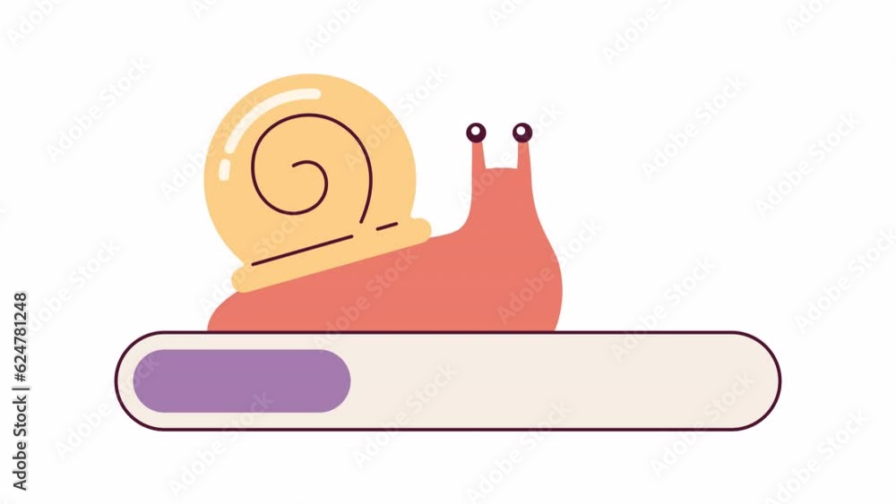 Aufkleber slow snail crawling 2d loading bar animation. schnecke animated cartoon character 4k video loader mo