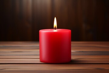Fototapeta na wymiar red candle on wooden background